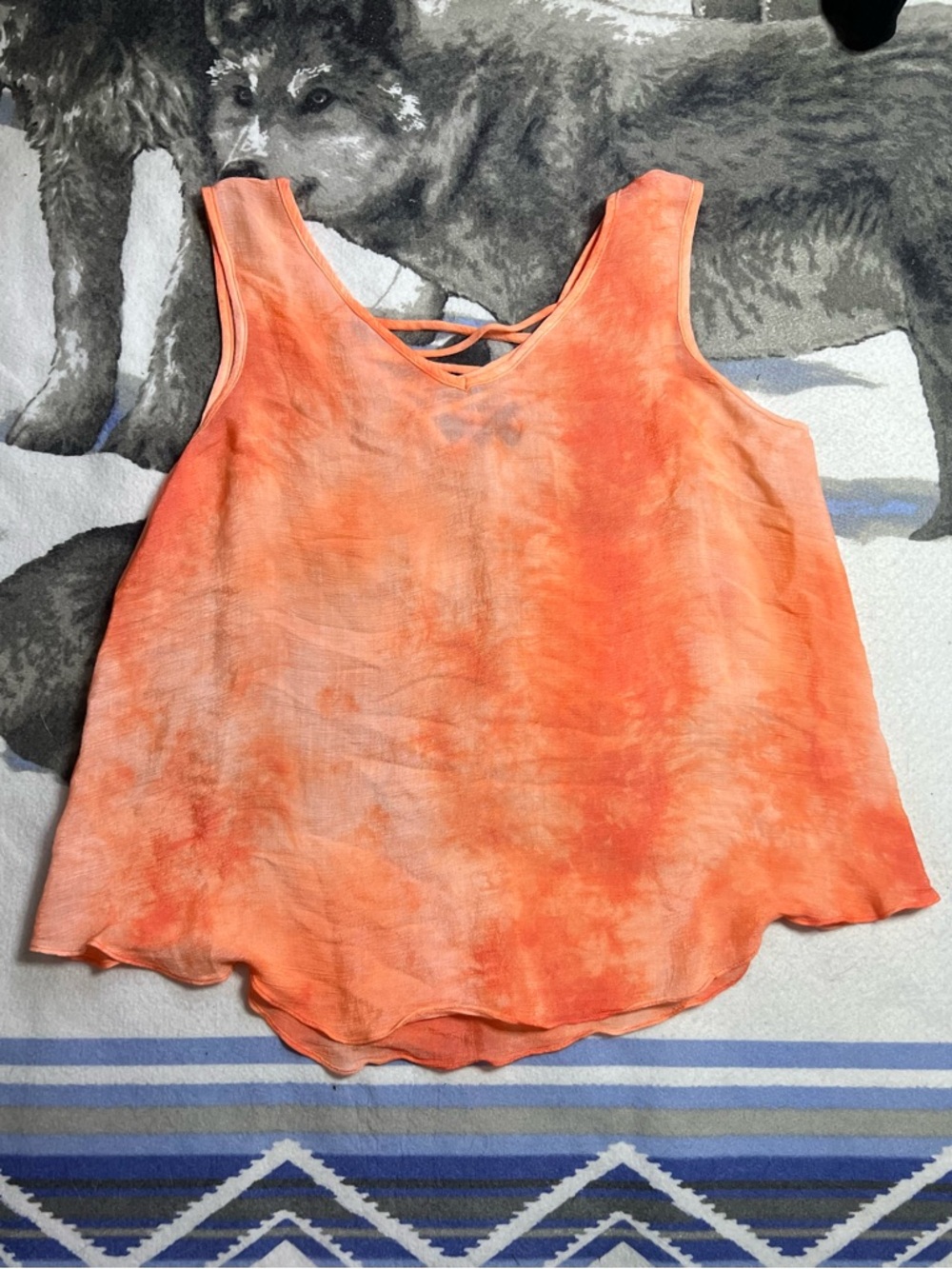 Women's Orange Tie-Dye Sleeveless Tank Top